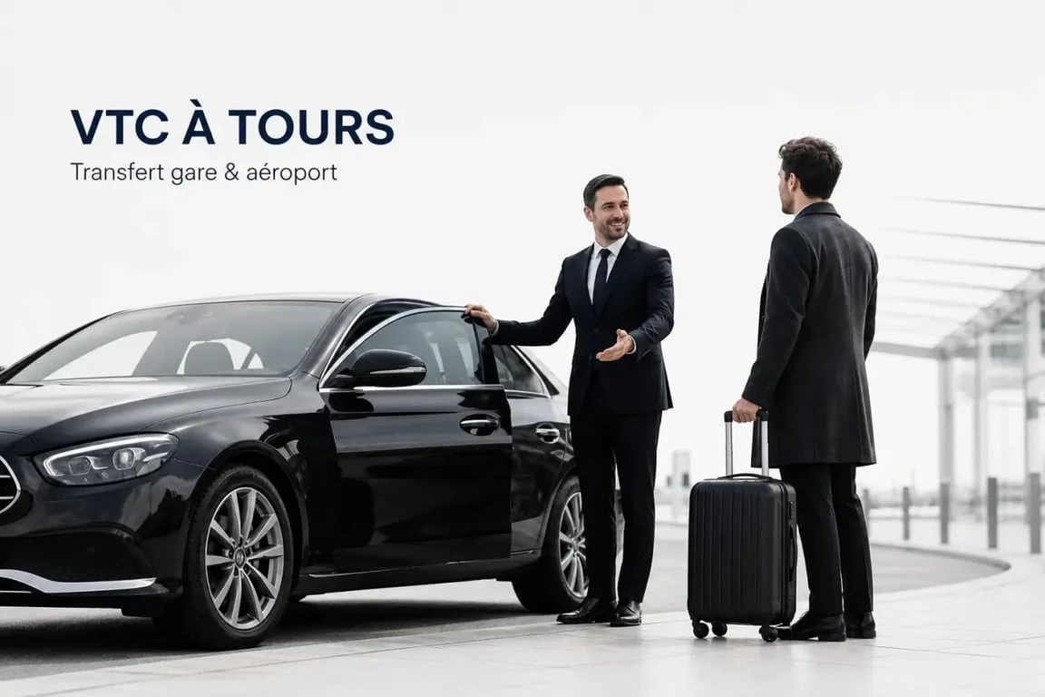 Chauffeur professionnel et berline pour vtc tours à Tours lors d’une prise en charge avec bagages