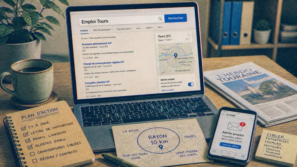 Offre emploi sur tours : filtres et alertes email