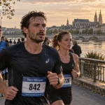 20 km de tours : groupe de coureurs près de la Loire à Tours