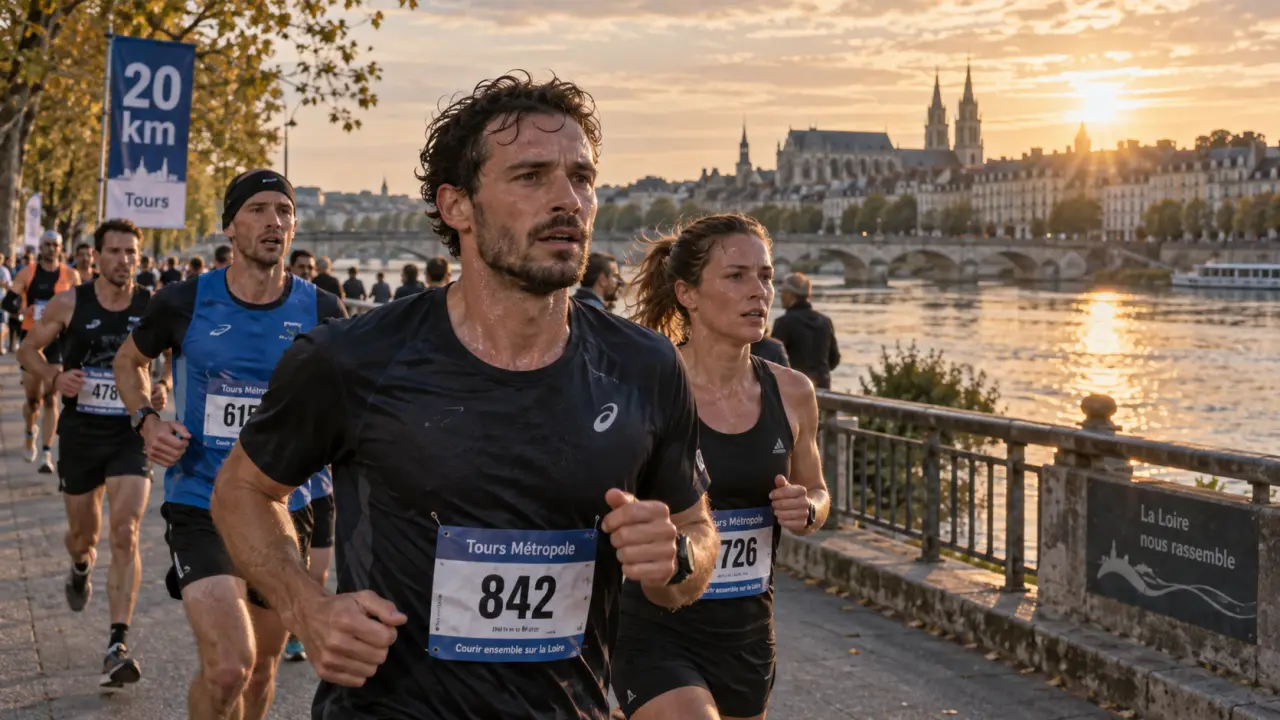 20 km de tours : groupe de coureurs près de la Loire à Tours