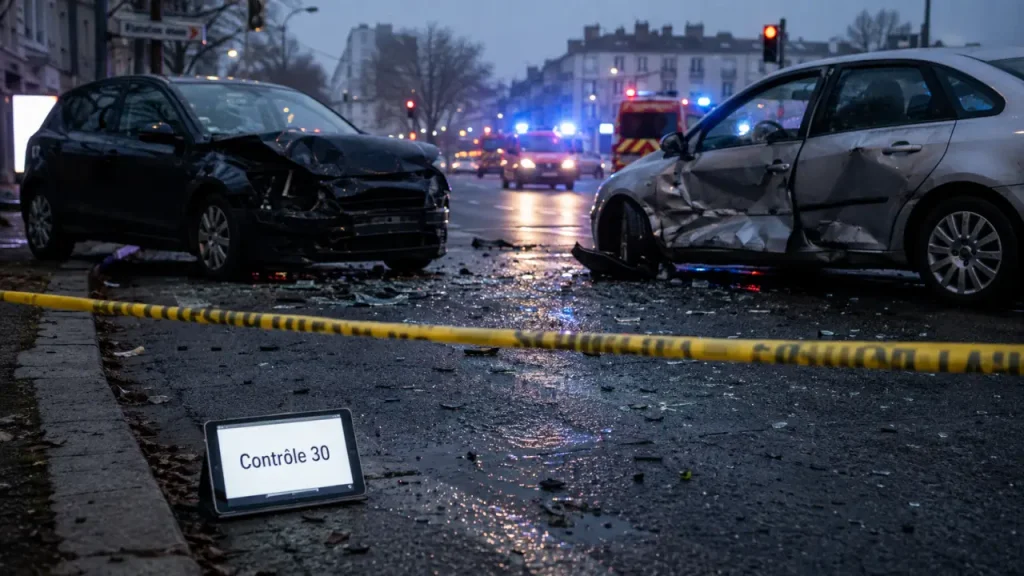 Accident tours boulevard beranger : ruban de sécurité, verre et véhicules, sept blessés