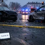 Accident tours boulevard beranger : ruban de sécurité, verre et véhicules, sept blessés