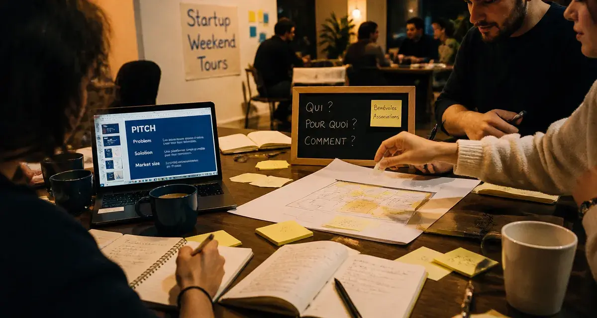 Startup Weekend Tours, équipe en atelier et pitch en 54 heures