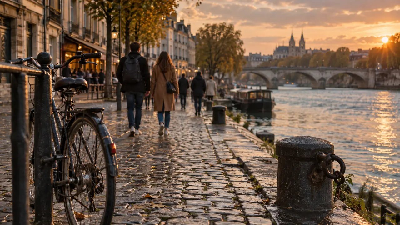 Vivre a Tours : vélo près des quais de la Loire, piétons et pont