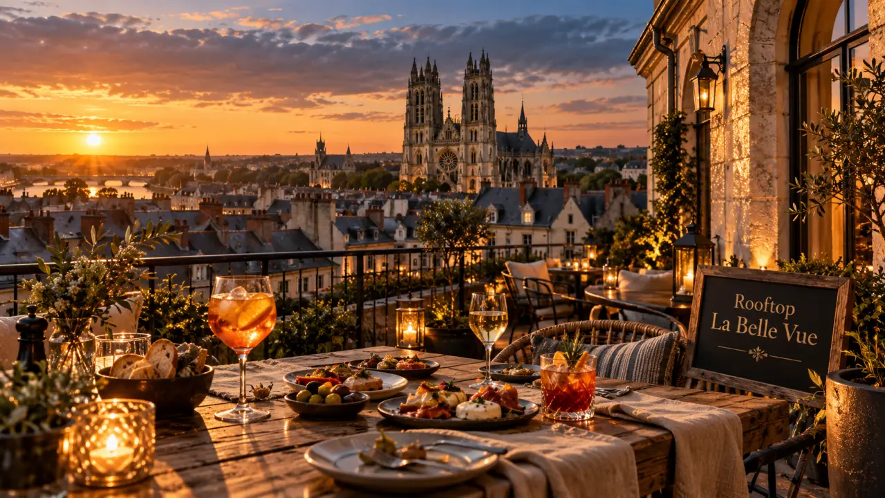 Restaurant la belle vue tours rooftop au 5e étage à Tours, vue sur Saint-Gatien