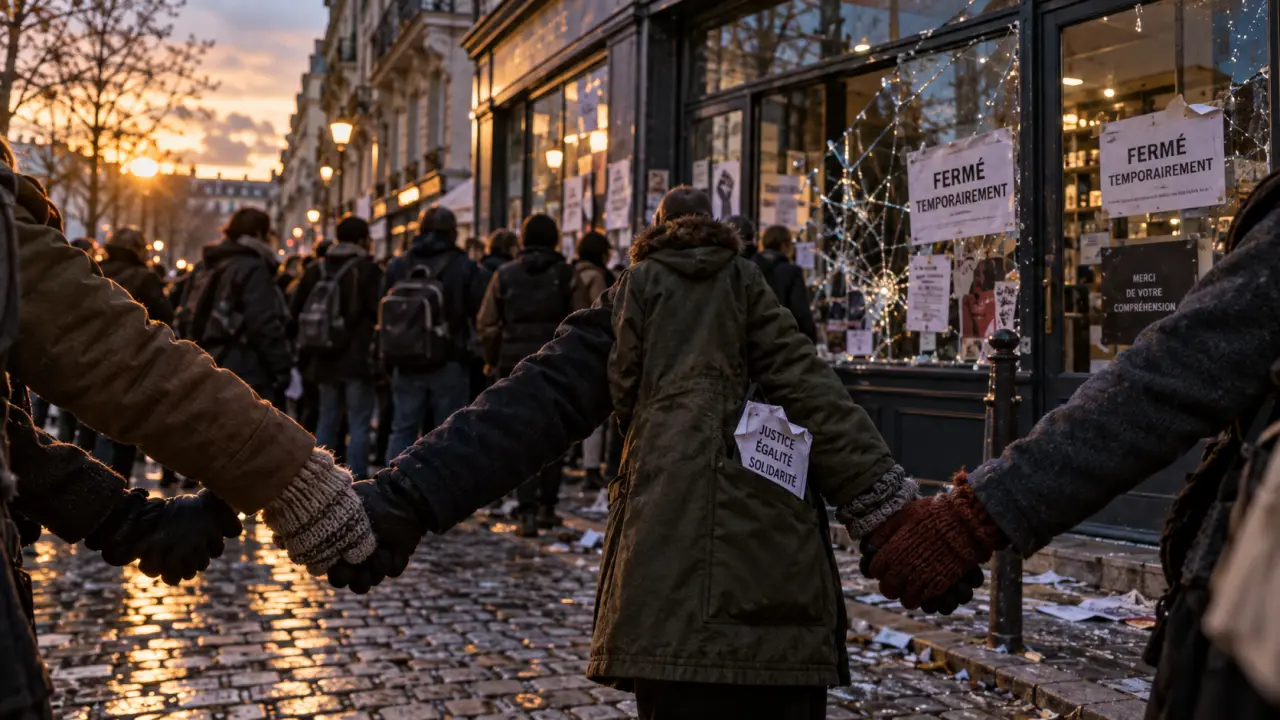 À Tours, une chaîne humaine rue de Bordeaux en soutien aux commerces vandalisés