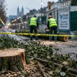 Tram B à Tours : premiers abattages d’arbres boulevard Jean-Royer